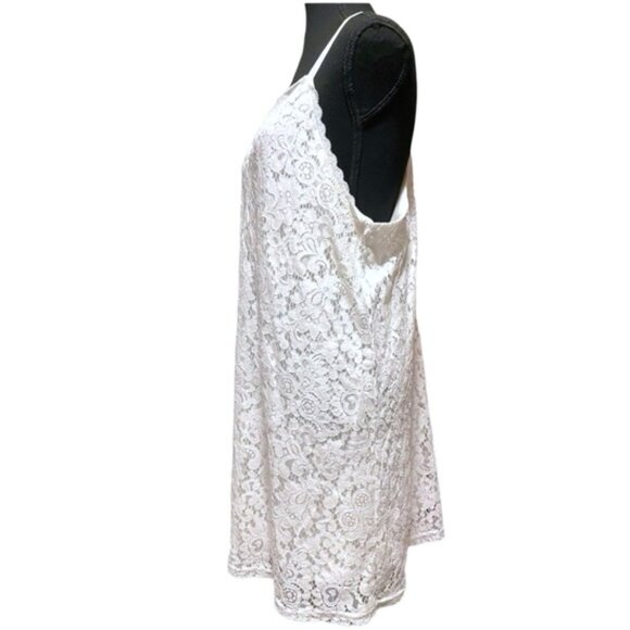 White Lace Lined Slip Dress Lacy Mini Dress Coastal Cowgirl Boho Fairy Size XL - Picture 2 of 13